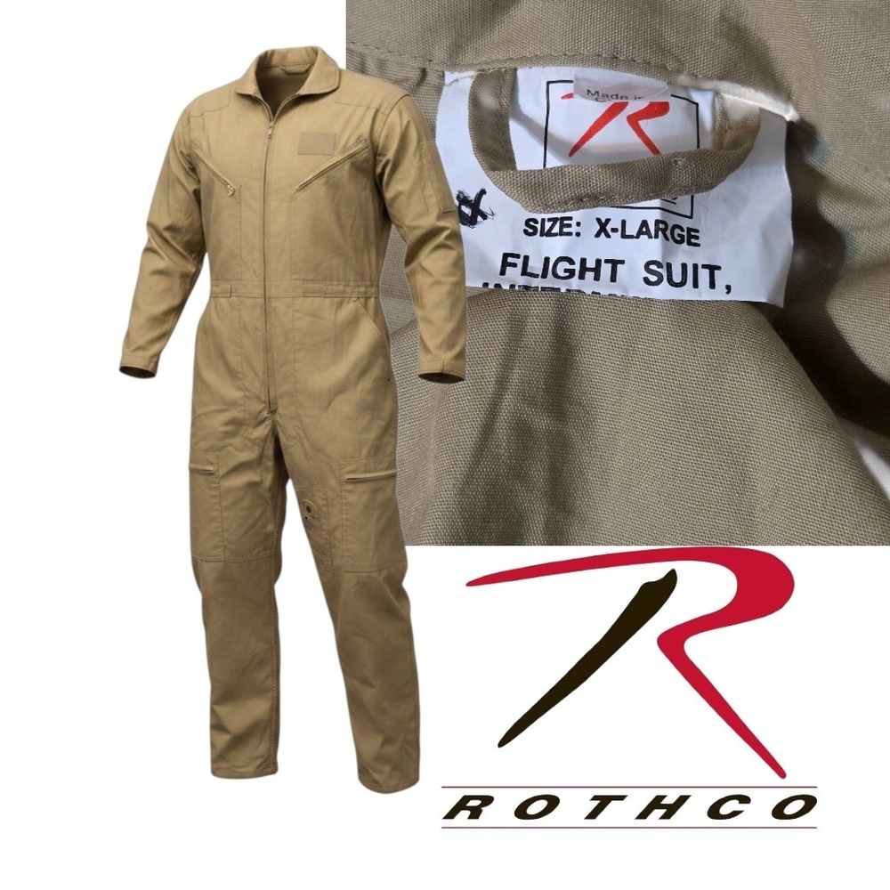 Rothco Flight Suit Men‎ XL Tan Intermediate Cotton Blend Tactical Coveralls jump